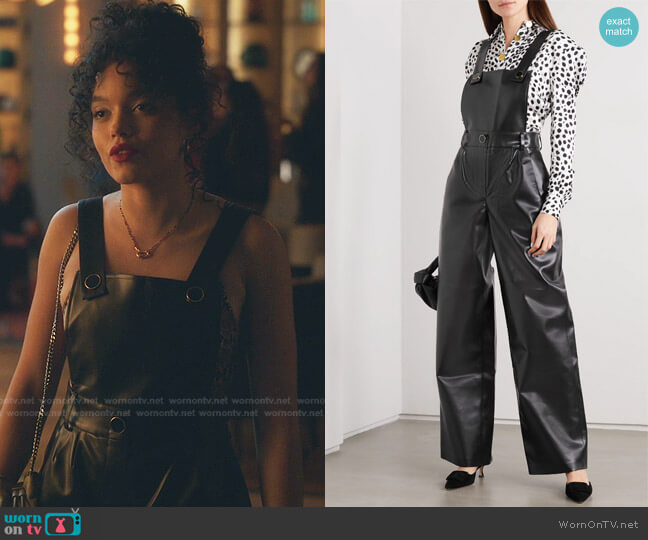 Rowen Rose Faux Leather Jumpsuit worn by Zoya Lott (Whitney Peak) on Gossip Girl
