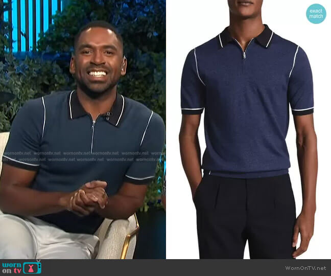 Reiss Regis Slim Fit Wool Blend Polo worn by Justin Sylvester on E! News