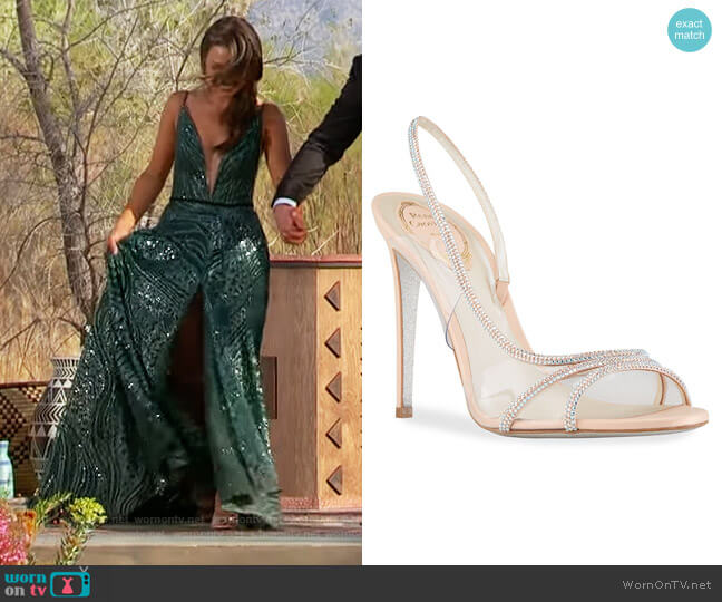 Rene Caovilla Strass Plexy Slingback Sandals worn by Katie Thurston on The Bachelorette