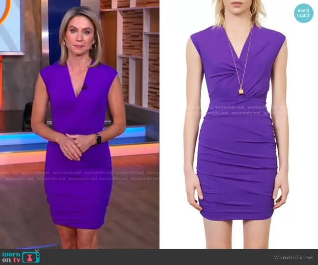 Maje Ruched Body-Con Dress worn by Amy Robach on Good Morning America