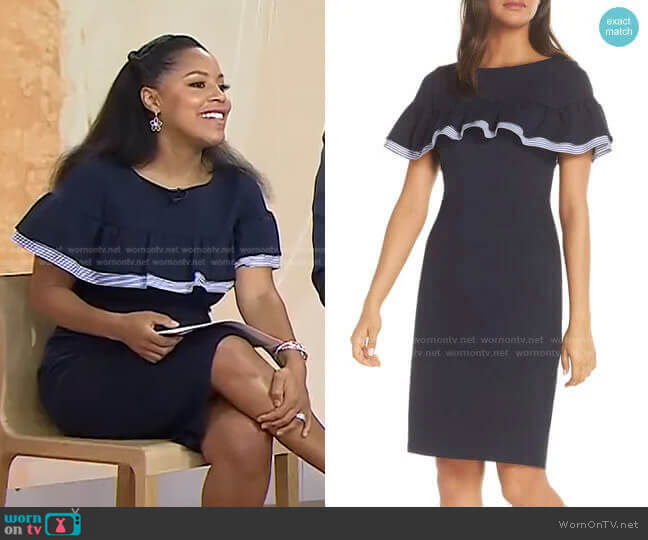 Eliza J Ruffled Sheath Dress worn by Sheinelle Jones on Today