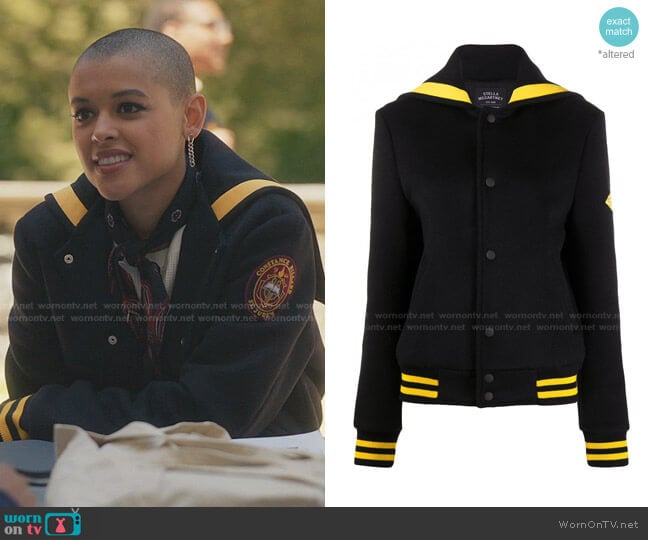 Stella McCartney Erve Logo-print Wool Blouson Jacket worn by Julien Calloway (Jordan Alexander) on Gossip Girl