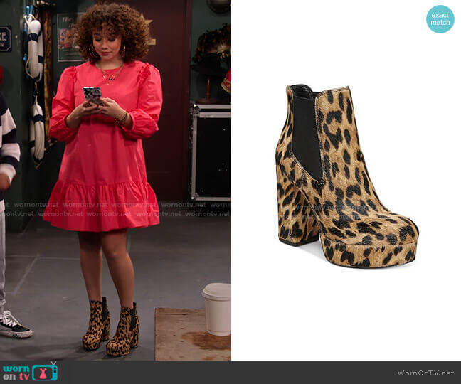 Sam Edelman Abella Leopard-Print Platform Booties worn by Jade (Talia Jackson) on Family Reunion