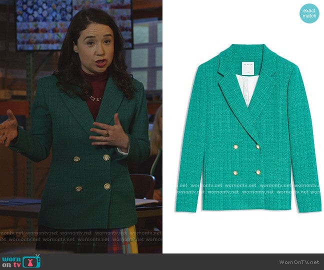 Sandro Jacy Tweed Double Breasted Blazer worn by Marissa Gold (Sarah Steele) on The Good Fight