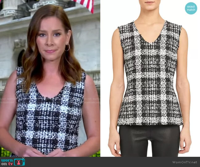 Theory Sculpted Tweed Peplum Top worn by Rebecca Jarvis on Good Morning America