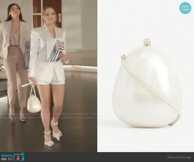 Simone Rocha Pearlescent Egg Cross-Body Bag worn by Fallon Carrington (Elizabeth Gillies) on Dynasty