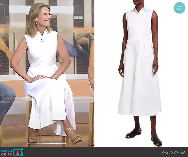 Co Sleeveless Maxi Shirtdress with Pockets worn by Savannah Guthrie on Today