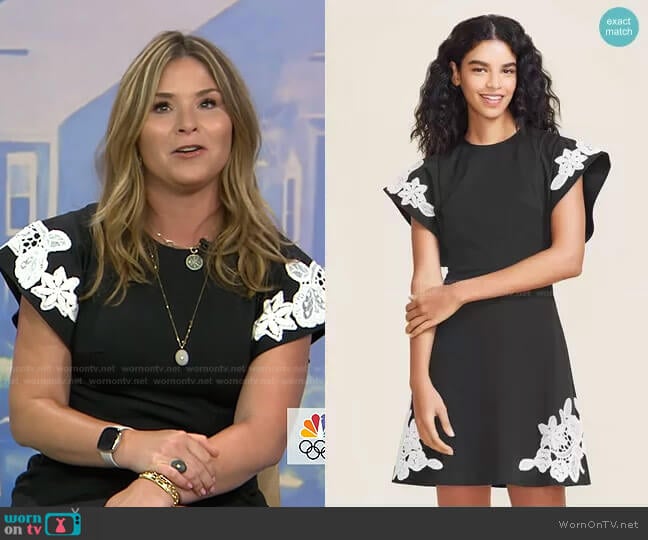 Pearl by Lela Rose Stretch Cotton Lace Detail Dress worn by Jenna Bush Hager on Today