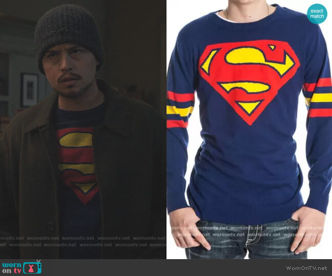 Bioworld Superman Logo DC Comics Pullover worn by Jughead Jones (Cole Sprouse) on Riverdale