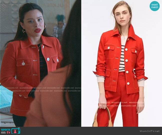 J. Crew Tailored Jacket with Contrast Stitch worn by Mariana Foster (Cierra Ramirez) on Good Trouble