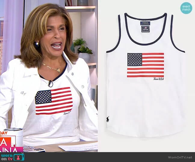 Ralph Lauren Team USA Flag Jersey Tank Top worn by Hoda Kotb on Today