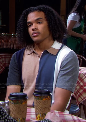 Theo’s colorblock polo shirt on Days of our Lives