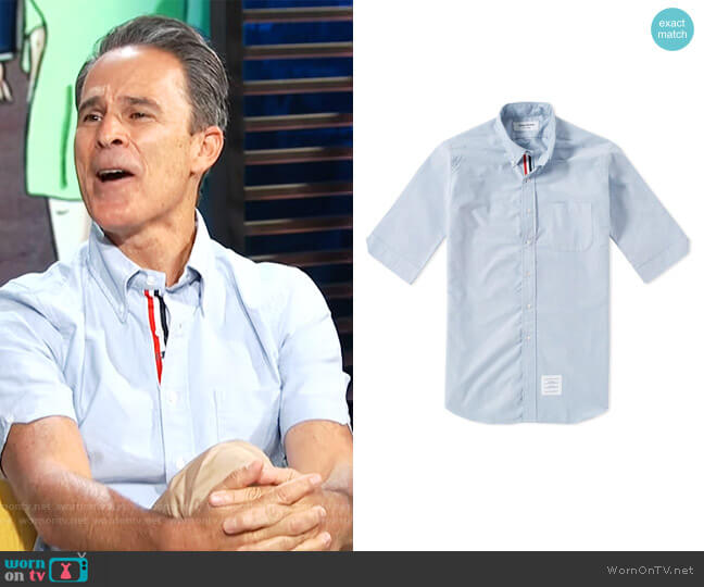 Thom Browne Short Sleeve Classic Grosgrain Placket Oxford Shirt