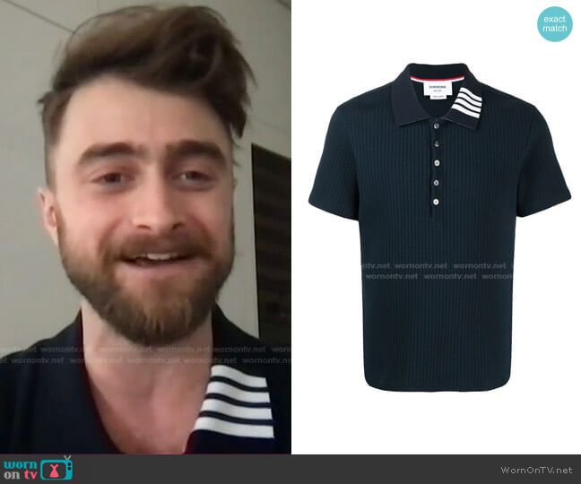 Thom Browne Ribbed Short-Sleeve Polo Shirt