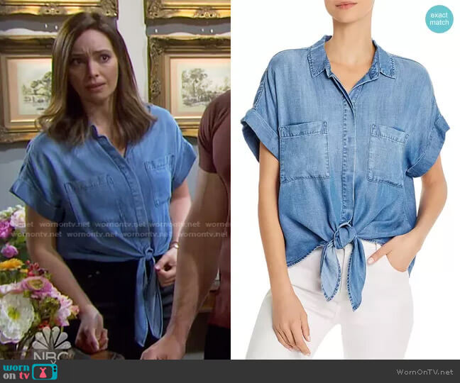 Bella Dahl Tie-Front Chambray Shirt worn by Gwen Rizczech (Emily O'Brien) on Days of our Lives