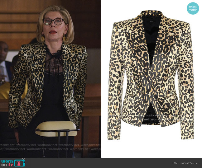 Tom Ford Leopard-print cotton-blend blazer worn by Diane Lockhart (Christine Baranski) on The Good Fight