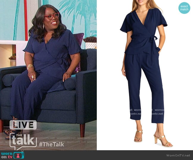 Trina Turk Astro Wrap Surplice Top worn by Sheryl Underwood on The Talk