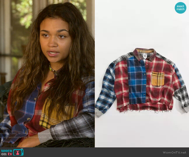 BDG Rayne Patchwork Flannel Shirt worn by Kiara Carrera (Madison Bailey) on Outer Banks