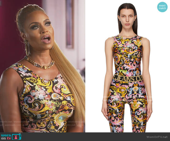 Versace Jeans Couture Black Versailles Bodysuit worn by Gizelle Bryant on The Real Housewives of Potomac