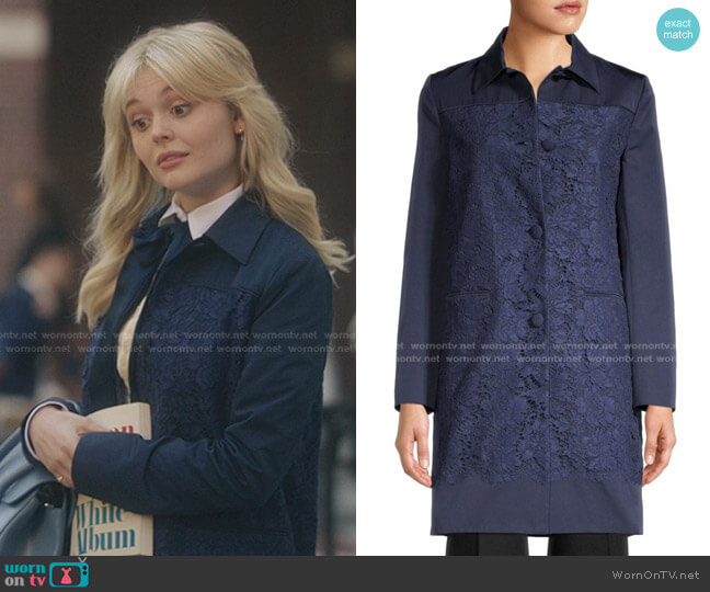 Valentino Lace-Paneled Coat worn by Audrey Hope (Emily Alyn Lind) on Gossip Girl