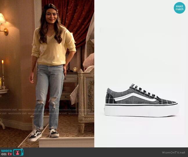 Vans Old Skool Platform Woven Check sneakers in multi worn by Carly Shay (Miranda Cosgrove) on iCarly