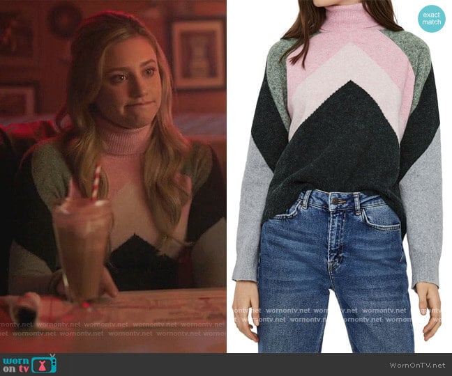 Vero Moda Color Block Turtleneck worn by Betty Cooper (Lili Reinhart) on Riverdale