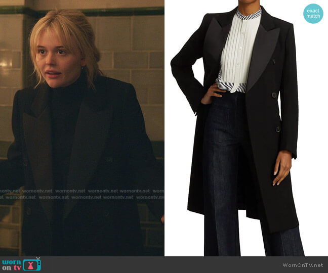 Victoria Beckham Double Breasted Tuxedo Wool Coat worn by Audrey Hope (Emily Alyn Lind) on Gossip Girl