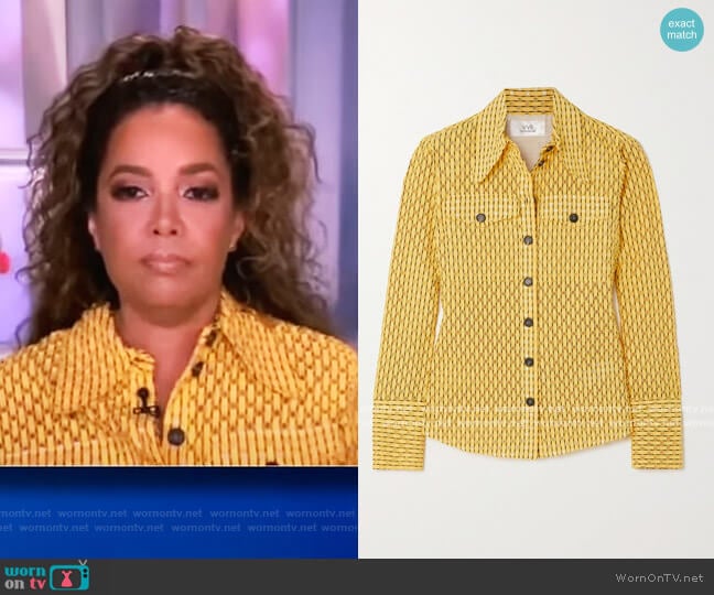 Victoria Victoria Beckham Perforated cotton-blend shirt worn by Sunny Hostin on The View