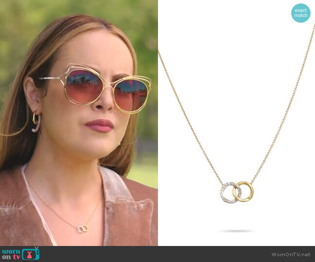 Marco Bicego Yellow Gold & Diamond Circle Link Pendant worn by Fallon Carrington (Elizabeth Gillies) on Dynasty