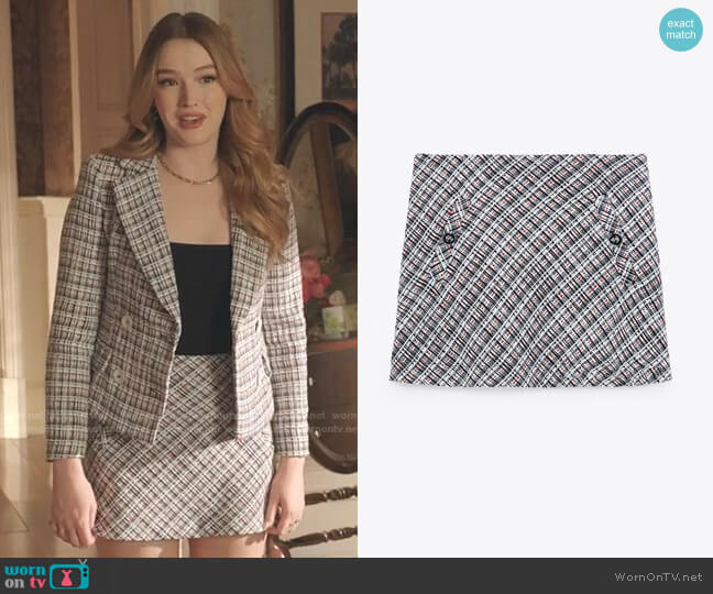 Zara Textured Weave Mini Skirt worn by Kirby Anders (Maddison Brown) on Dynasty