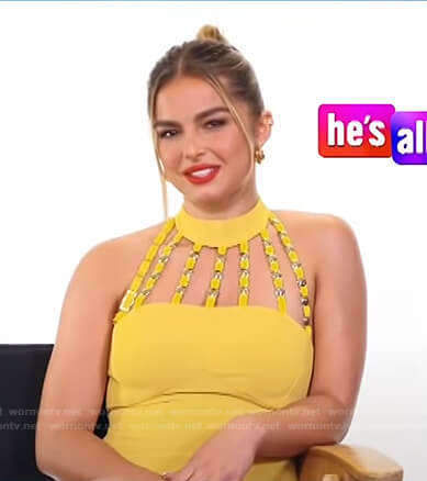 Addison Rae’s yellow studded strappy dress on E! News Daily Pop