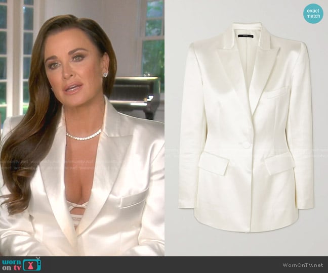 Alex Perry Banks Duchesse-Satin Blazer worn by Kyle Richards on The Real Housewives of Beverly Hills