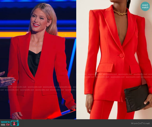 Alex Perry Alex Stretch-Crepe Blazer worn by Sara Haines on The Chase