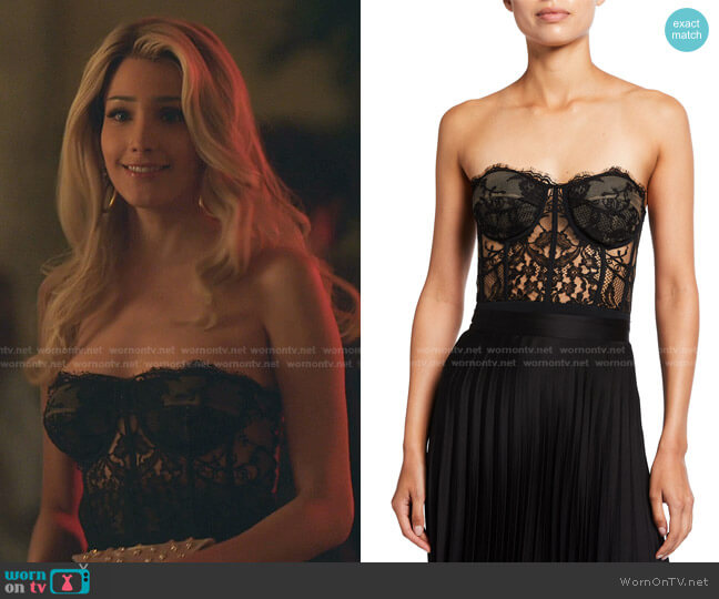 Alexander McQueen Strapless Lace Bustier Top worn by Luna La (Zión Moreno) on Gossip Girl