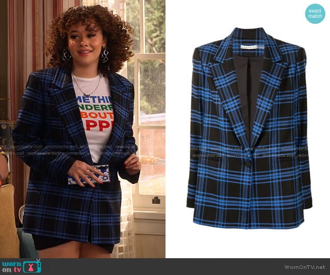 Alice + Olivia Plaid check Blazer worn by Jade (Talia Jackson) on Family Reunion