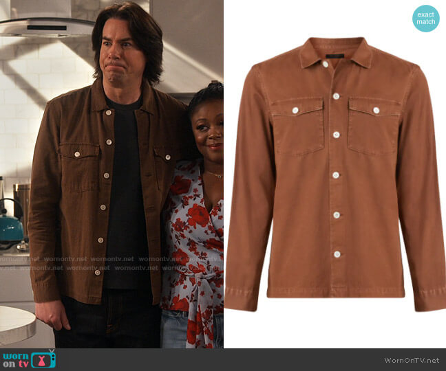 All Saints Spotter Shirt in Saddle Brown worn by Spencer Shay (Jerry Trainor) on iCarly