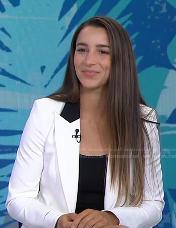 Aly Raisman’s white chain detail blazer on Today