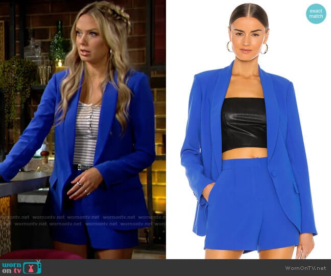 Amanda Uprichard Jane Blazer in Cobalt worn by Abby Newman (Melissa Ordway) on The Young and the Restless