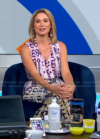 Amy’s mixed check print jumpsuit on Good Morning America