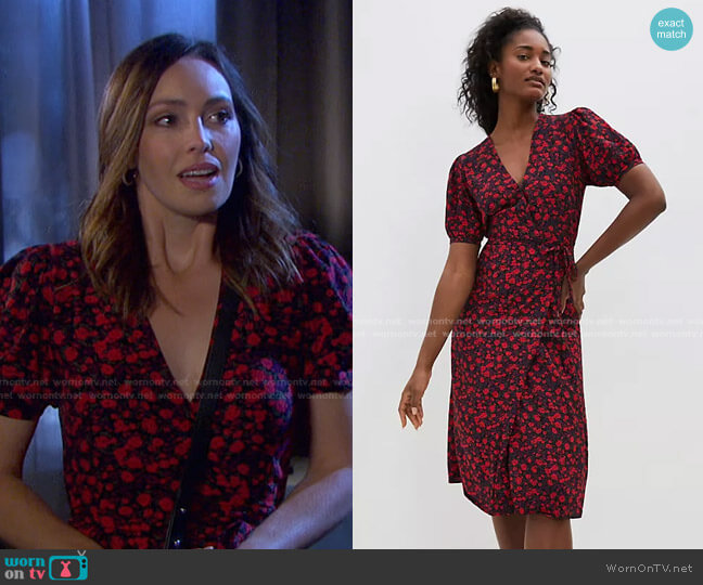 Faithfull Uma Wrap Midi Dress worn by Gwen Rizczech (Emily O'Brien) on Days of our Lives