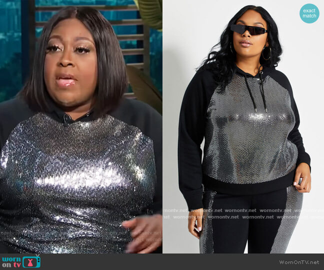 Ashley Stewart Sequin Panel Hoodie