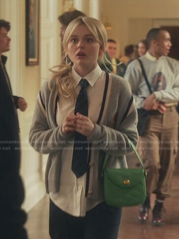 Audrey’s grey striped trim cardigan on Gossip Girl