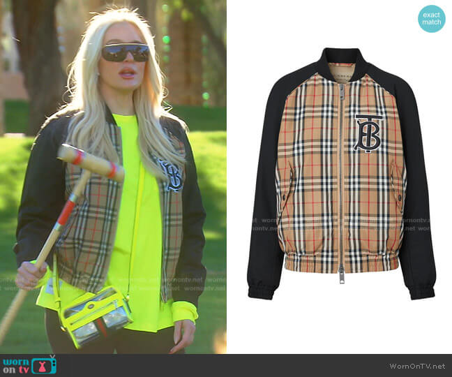 Burberry Monogram Motif Vintage Check Bomber Jacket worn by Erika Jayne on The Real Housewives of Beverly Hills