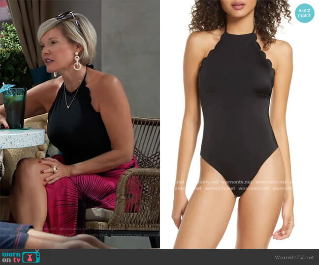 Chelsea28 High Neck Scalloped One-Piece Swimsuit worn by Ava Jerome (Maura West) on General Hospital
