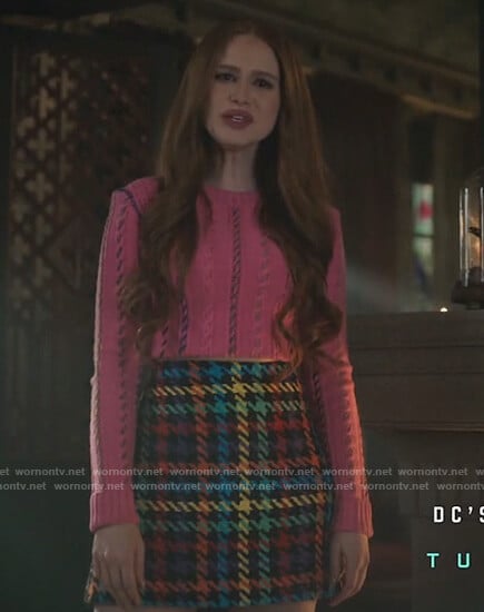 Cheryl’s pink contrast cable knit sweater on Riverdale