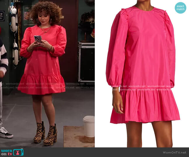 Cinq a Sept Jackie Puff-Sleeve Mini Dress worn by Jade (Talia Jackson) on Family Reunion