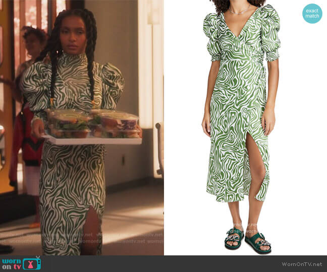 Cinq a Sept Kacy Dress worn by Zoey Johnson (Yara Shahidi) on Grown-ish