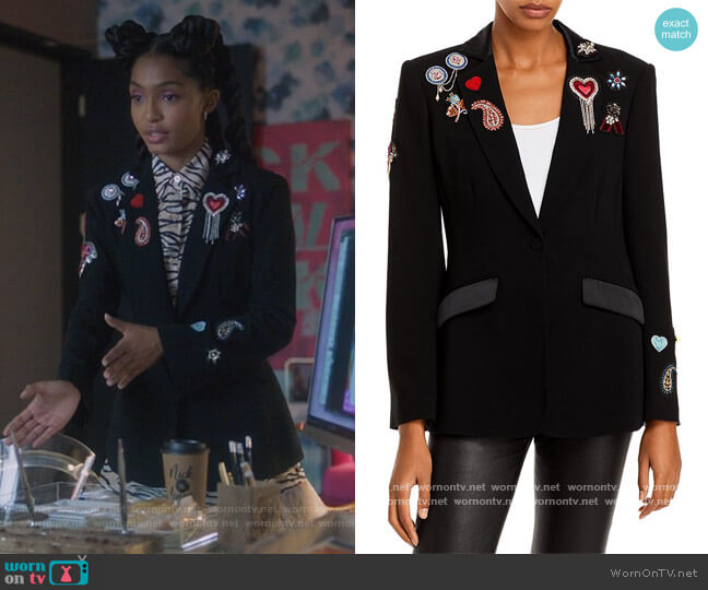 Cinq a Sept Love Cheyenne Embellished Blazer worn by Zoey Johnson (Yara Shahidi) on Grown-ish