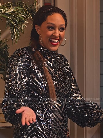 Cocoa’s sequin animal print dress on Family Reunion