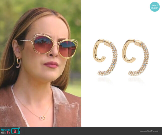Demarson Convertible Pave Luna Earrings worn by Fallon Carrington (Elizabeth Gillies) on Dynasty